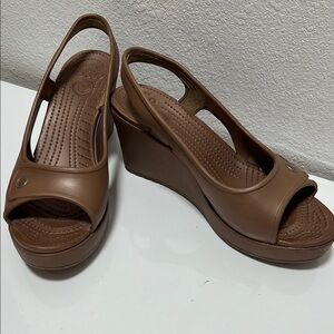 CROCS Bronze Wedge Sandals